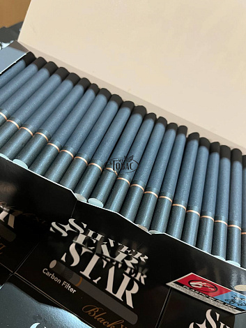 Гильзы сигаретные SILVER STAR Carbon Black Tube с угольным фильтром, 8,1*24мм 200 штук